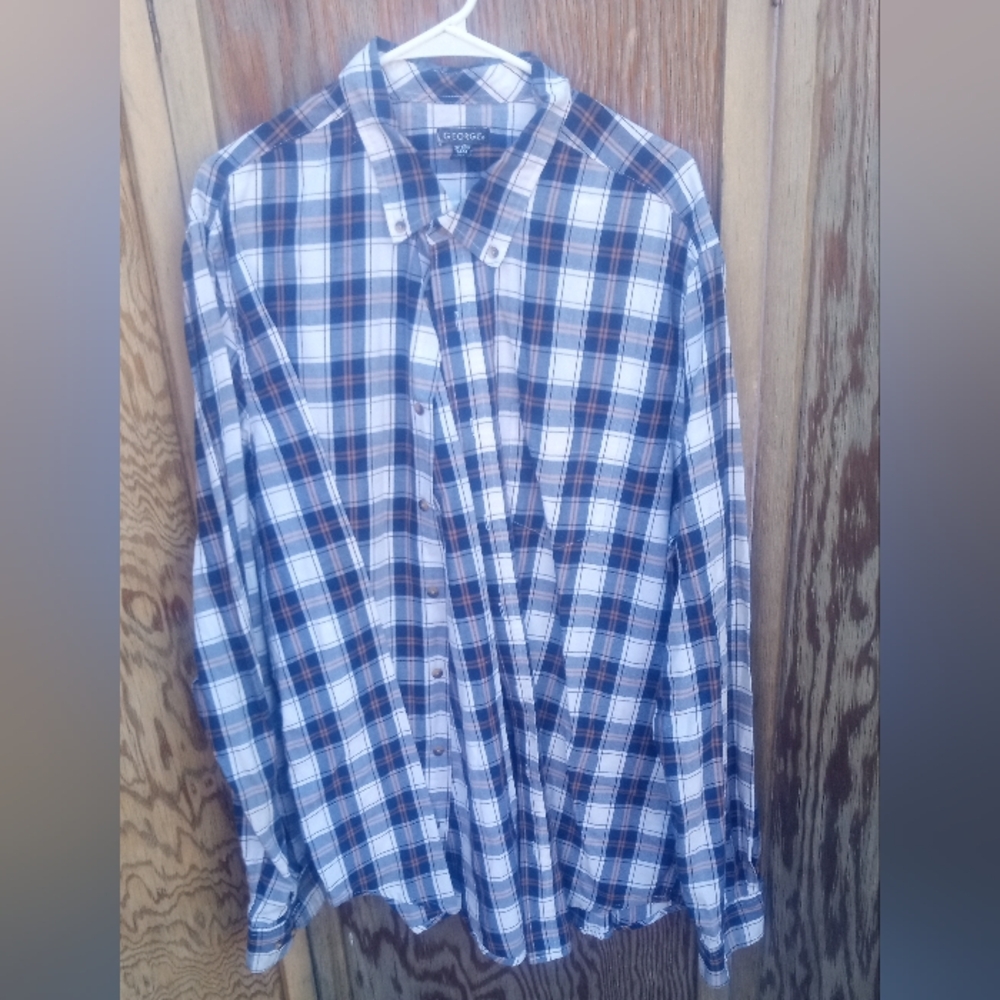 George Blue and White Casual Button Down Shirt